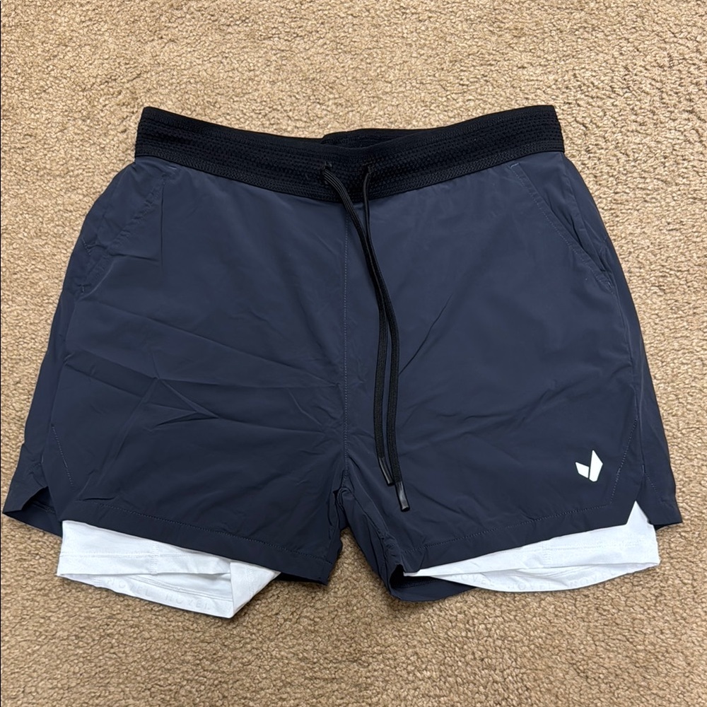 Men's Athletic 2-in-1 Navy Blue Running Shorts